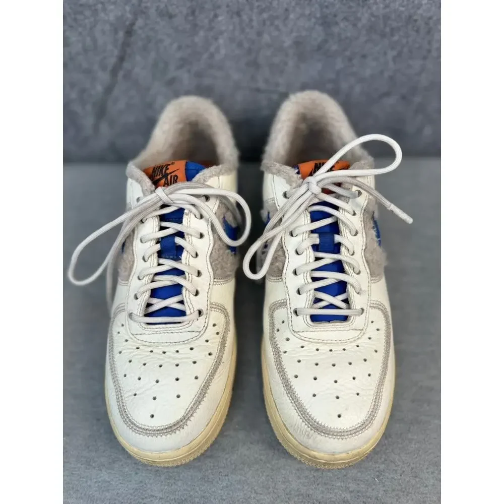 Nike Air Force 1 Shoes Womens 7.5 White 07 Sherpa Fleece Athletic Sneakers
